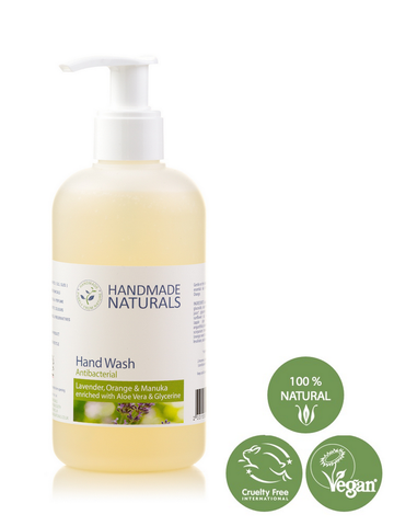 Handmade Naturals  – Natural ANTIBACTERIAL HAND WASH with Organic Aloe Vera, Lavender, Sweet Orange & Manuka 250 ml | Handmade Naturals 天然抗菌潔手液 250ml