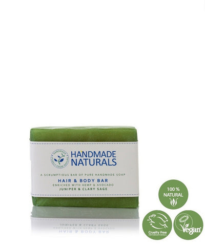 Handmade Naturals Handmade Hemp & Avocado HAIR & BODY SOAP BAR with Juniper & Clary Sage 100g  | Handmade Naturals大麻籽牛油果油頭髮和身體手工香皂 (含杜松和快樂鼠尾草) 100g