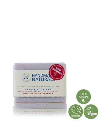 Handmade Naturals – Handmade Shea Butter & Castor Oil HAND & BODY SOAP with Sweet Orange & Cinnamon 100g | Handmade Naturals 初榨乳木果油•蓖麻油 – 手部及身體手工香皂 (含甜橙和肉桂)100g