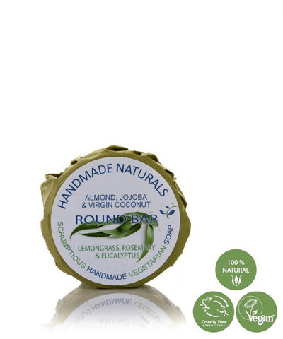 Handmade Naturals - Olive, Coconut & Jojoba ROUND BAR with Lemongrass & Eucalyptus – Handmade Soap 100g | Handmade Naturals 橄欖•椰子•荷荷巴油手工香皂 (含檸檬草•藍膠尤加利) 100g